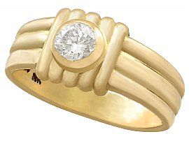 0.32ct Diamond and 18ct Yellow Gold Dress Ring - Vintage French Circa 1950