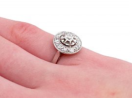 1920s Small Diamond Cluster Ring Wearing Side On