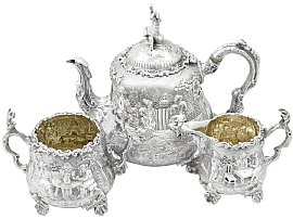 Sterling Silver Three Piece Tea Service - Antique Victorian (1883); C2817