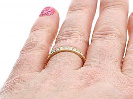 Vintage Gold Eternity Diamond Ring Wearing Finger
