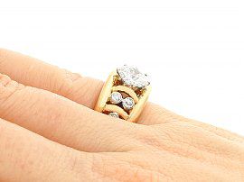 French Diamond and Gold Ring Wearing Hand