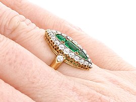 Emerald and Diamond Marquise Ring Wearing Hand