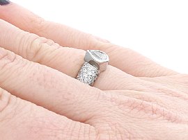 1990s Vintage Diamond Dress Ring Wearing Hand