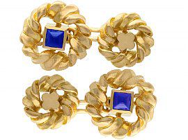 0.60ct Sapphire and 18ct Yellow Gold Cufflinks by Van Cleef and Arpels - Vintage French Circa 1960; C3321