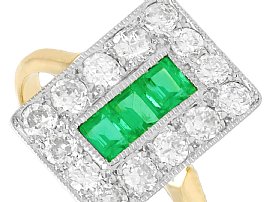 Rectangular Emerald and Diamond Ring Close Up