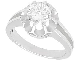 1.05ct Diamond and 18ct White Gold Solitaire Ring - Antique Circa 1930