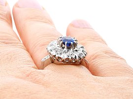 Antique Basaltic Sapphire Ring on Hand