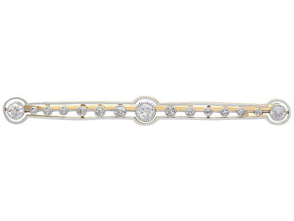 Antique Gold Bar Brooch with Diamonds