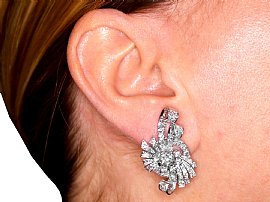 Art Deco Diamond Earrings UK wearing
