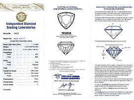 Vintage Trillion Cut Diamond Ring Certificate