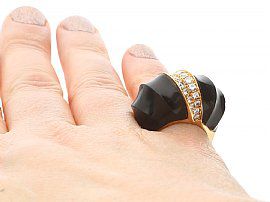 Onyx and Diamond Ring Finger Wearing