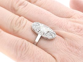 Old European Cut Diamond Platinum Ring on finger