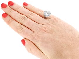 Vintage Platinum Diamond Cluster Ring Wearing