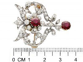 Antique Ruby and Diamond Brooch size