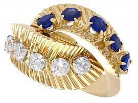 0.69ct Sapphire and 0.55ct Diamond, 18ct Yellow Gold Dress Ring by Van Cleef and Arpels - Vintage Circa 1960; C5031