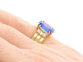 Oval Cut Sapphire Ring on finger