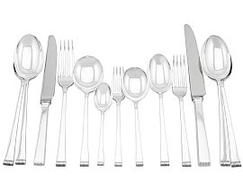 Sterling Silver Canteen of Cutlery for Eight Persons - Art Deco Style - Vintage (1956); C5366
