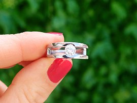 Double Band Solitaire Engagement Ring Outside