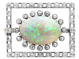 2.23ct Opal and 0.82ct Diamond, 9ct Yellow Gold Brooch - Antique Circa 1900