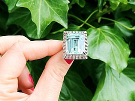 Emerald Cut Aquamarine Platinum Ring