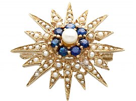 Victorian Style Pearl Star Brooch