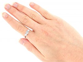Platinum Trilogy Diamond Ring 1930s Wearing