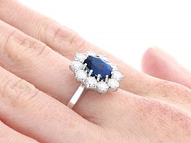 Sapphire and Diamond Ring on Hand