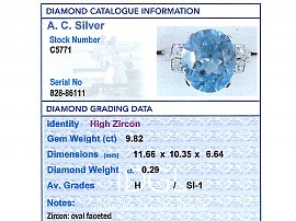 Zircon and Diamond Ring in Platinum