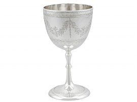 Bright Cut Engraved Silver Goblet 