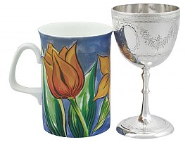 Sterling Silver Goblet Next to Cup