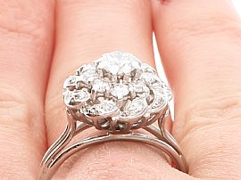 Wearing 1950s Diamond Cluster Ring Vintage