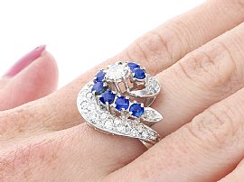 White Gold Sapphire and Diamond Dress Ring Wearing