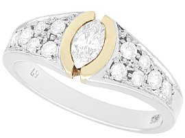 0.72ct Diamond and 14ct White Gold Dress Ring - Vintage Circa 1990