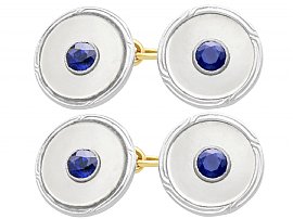 1.05 ct Sapphire, Mother of Pearl and 18 ct Yellow Gold Cufflinks - Antique Circa 1900