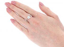 1950s White Gold Diamond Engagement Ring Wearing 