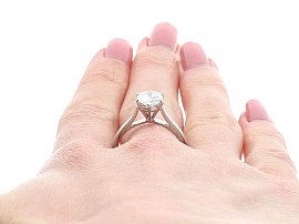 1950s White Gold Diamond Engagement Ring Wearing Close Up