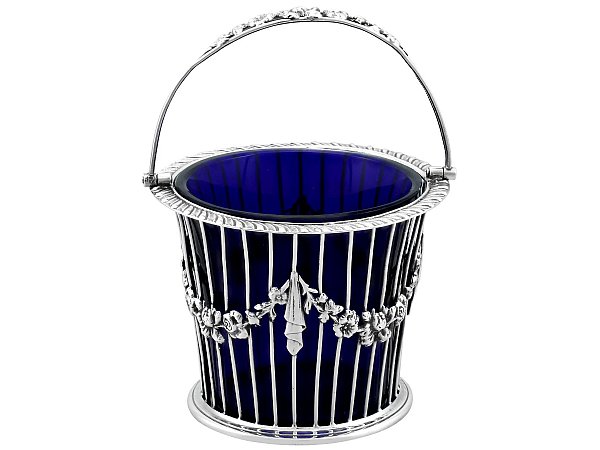 Antique Sugar Basket Blue Glass