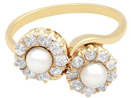 Edwardian Pearl and Diamond Twist Ring UK