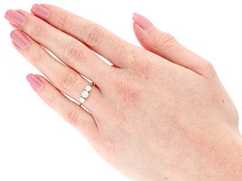 1940s Diamond Three Stone Ring Wearing