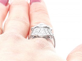 Detailed view of diamond ring on the hand