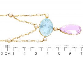 Aquamarine, Pearl and Amethyst Pendant