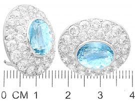 Large Aquamarine and Diamond Earrings  