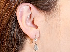  Pear Cut Diamond Earrings UK Wearing