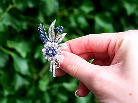 Vintage Sapphire and Diamond Brooch Outside 