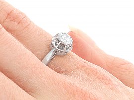 Diamond Engagement Ring 1930s Wearing 