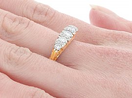 1970s Five Stone Diamond Ring Wearing Side On 