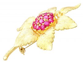 Burmese Ruby and Gold Brooch Side