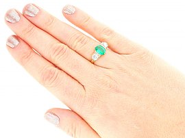 Victorian Emerald and Diamond Ring Gold Wearing Image