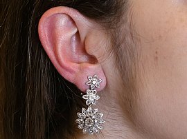 Wearing 1920s Diamond Drop Earrings