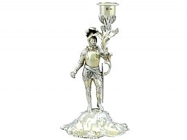 Sterling Silver Gilt Figural Candlestick by Charles Thomas Fox & George Fox- Antique Victorian (1845); C6783